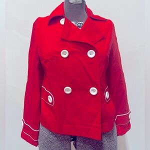 Red 70’s vtg vibes H&M jacket, sailor, white-lined big buttons (6)